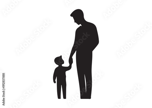 father's day logo silhouette vector, fatherhood silhouette vector illustration, father and son logo silhouette, gentleman logo silhouette, happy fathers day logo vector silhouette on white background 