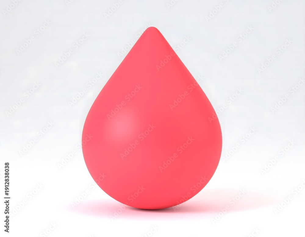 Fototapeta premium 3D Red Blood Drop Icon – Hematology, Blood Donation and Medical Healthcare Concept, Minimalist Isolated Illustration