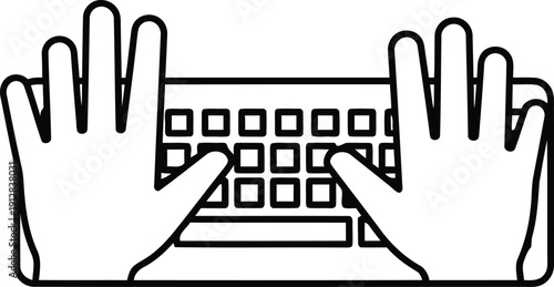 A pair of hands typing on a keyboard with a focused and efficient posture. isolated on white background, Vector