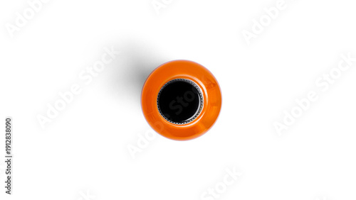 A bottle of orange drink on a white background. High quality photo