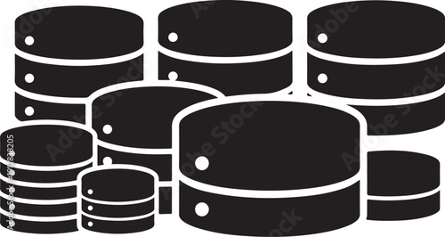 Black and white illustration of stacked cylinder shapes