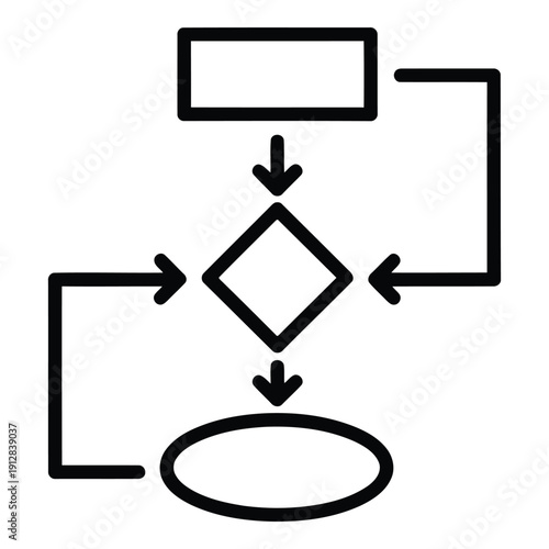 Flowchart diagram illustrating a decision-making process with multiple outcomes. isolated on white background, Vector