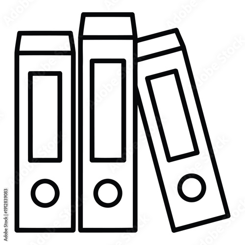 Three black and white binders standing upright next to each other. isolated on white background, Vector