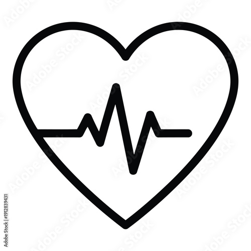 Heartbeat symbol within a heart shape representing love and health isolated on white background, Vector