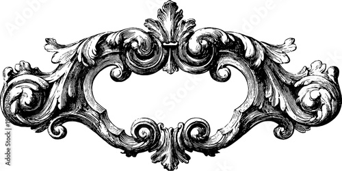 Vintage baroque doorway and scrollwork set for design and decoration