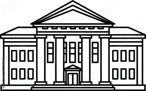 An illustration of a grand, classical-style building with columns and a pediment. isolated on white background, Vector