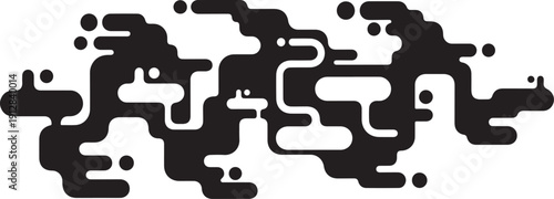 Abstract black and white maze design with dots pattern