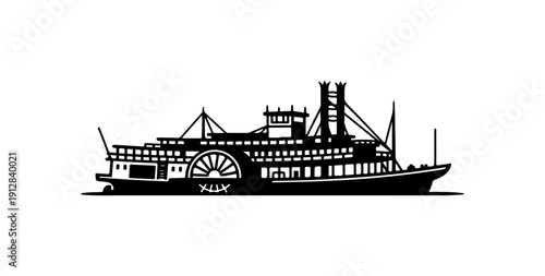 Vintage Steamboat Wheel Vector Illustration
