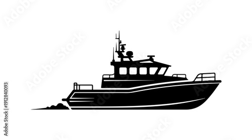 Modern Fishing or Patrol Vessel Vector Illustration