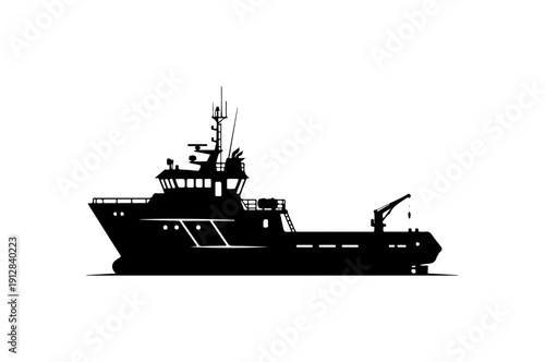 Modern Industrial Supply Vessel Silhouette
