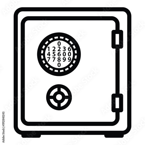 A secure and sturdy safe with a combination lock and handle for protecting valuables. isolated on white background, Vector