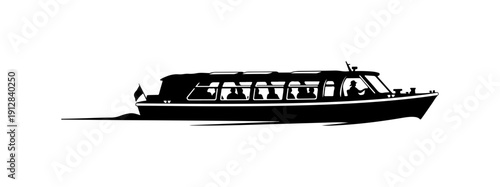 Modern Passenger River Cruise Boat Vector Illustration