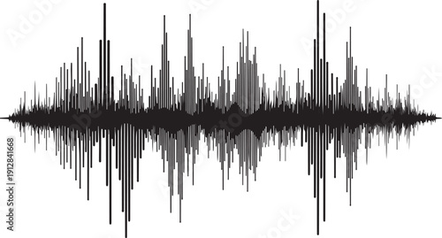 Audio waveform pattern on a white background graphic design