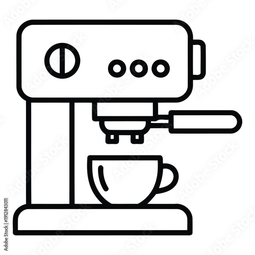 A sleek and modern espresso machine with a cup ready for brewing. isolated on white background, Vector