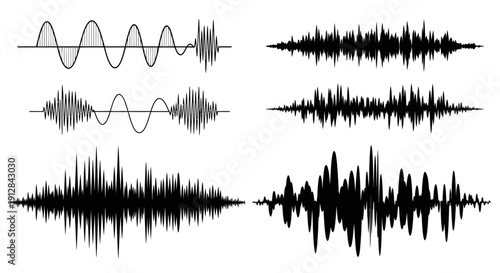 Visual representation of sound waves waveforms and audio signals