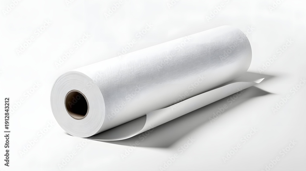 Fototapeta premium A wallpaper roll mockup shines, like a texture jewel on a white canvas.