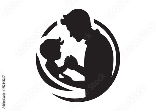father's day logo silhouette vector, fatherhood silhouette vector illustration, father and son logo silhouette, gentleman logo silhouette, happy fathers day logo vector silhouette on white background 