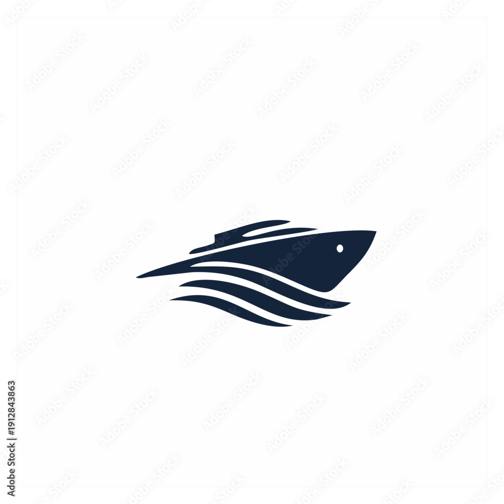 Obraz premium A stylized illustration of a fish swimming in the ocean from a side viewpoint, w34.svg reference