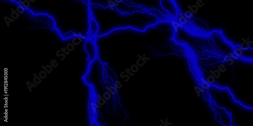 abstract design in blue, dark, and gold, high-gloss marble stone texture for digital wall tile designs. Thunder Stock Image in Black Background. Massive lightning bolt with branches isolated on black