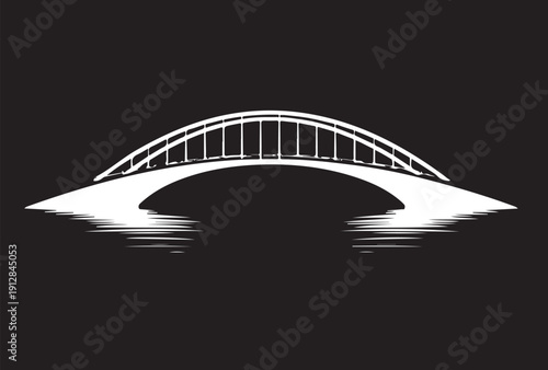 Minimalist Arch Bridge with Water Ripple Reflection Vector Art