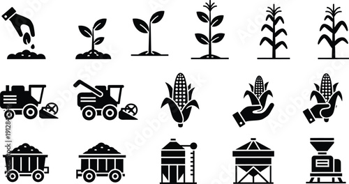 Agriculture and farming process from planting to harvesting and storage. 