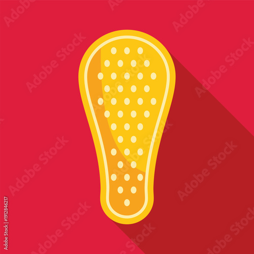 Yellow orthopedic insole offering foot arch support and comfort on a red background