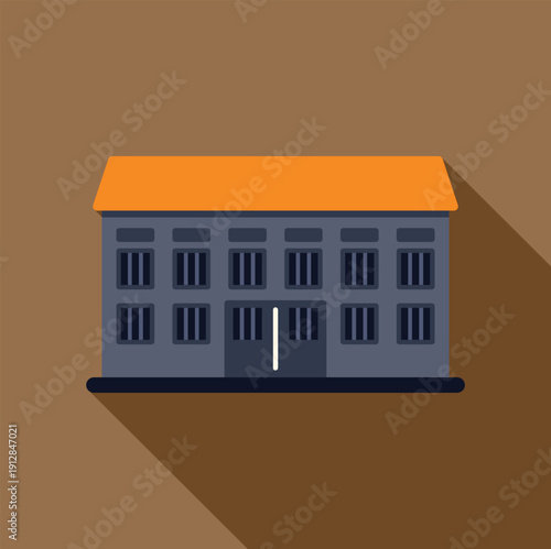 Building representing a jail with barred windows, a symbol of detention and law enforcement
