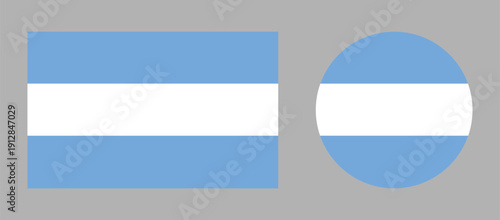Flag of Argentina round, rectangular buttons. Argentinian flag badges. Civil flag of Argentina circular icon.