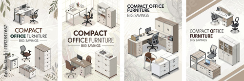 Stylish compact office furniture sets for efficient workspaces.