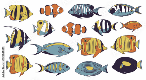 Collection of medical and healthcare icons in blue outline style