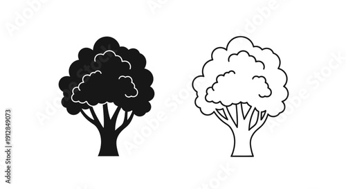 Black and white tree illustration, minimalist design, nature art, simple outline Vector