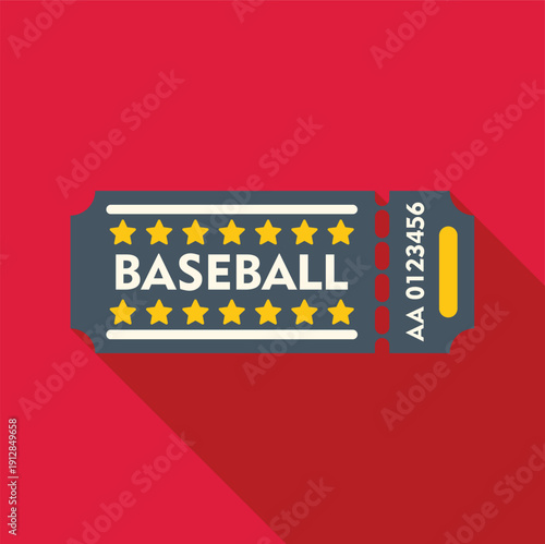 Baseball game ticket with stars and perforation for admission to a sport event