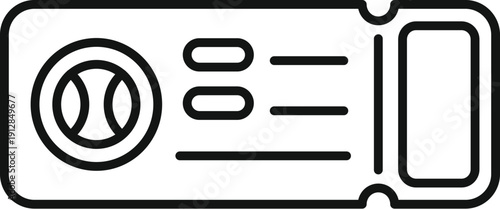 Baseball game ticket with ball icon and text fields, showing admission to a sporting event