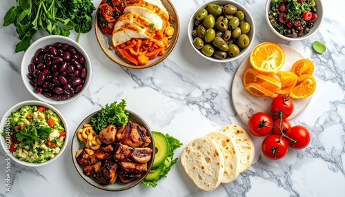 Wallpaper Mural Assorted Mediterranean Dishes and Ingredients. Torontodigital.ca