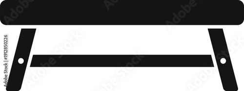 Simple black silhouette icon of an outdoor bench for seating