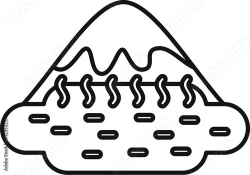 Volcano icon showing geothermal heat and steaming geysers in a natural landscape