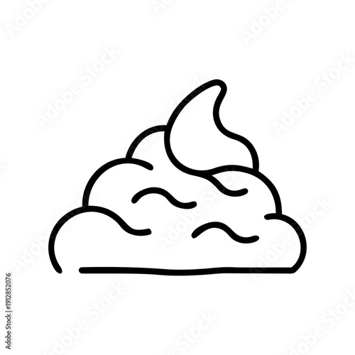 Line art of whipped cream in minimalist style on white background  
