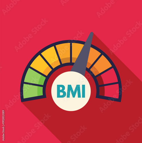 Bmi scale calculating body mass index measurement with a needle pointing to the middle