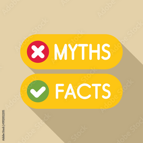 Clarifying information by separating myths from facts using red cross and green checkmark