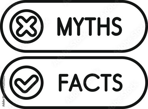 Icon presenting myths with an incorrect cross signal and facts with a correct check mark