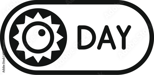 Ui element showing a sun icon and day text, representing a light mode setting