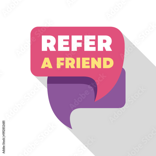 Speech bubble icon displaying a refer a friend message for marketing promotions