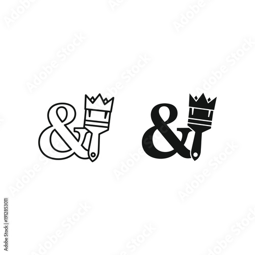 Creative ampersand symbols adorned with crowns in a minimalist design style.