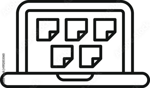 Laptop displaying organized digital files on screen representing document management