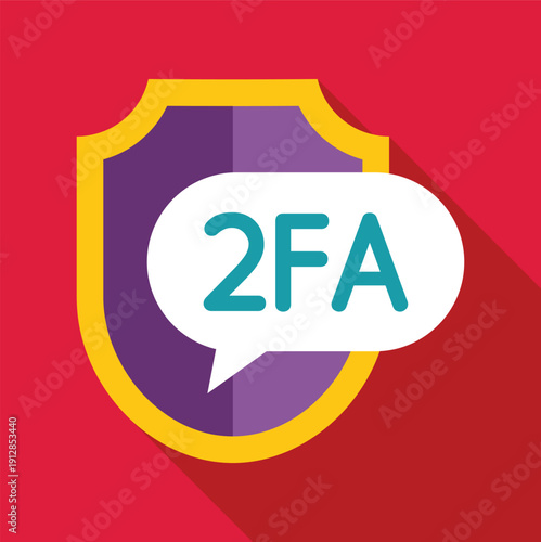 Shield icon displaying 2fa for online identity verification and data protection