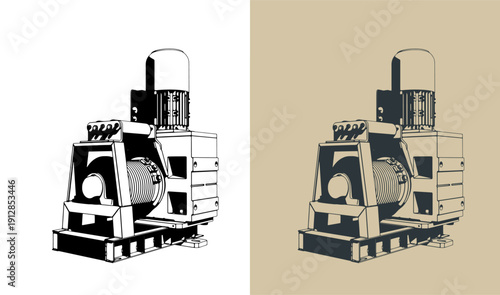 Electric wire rope winch illustrations