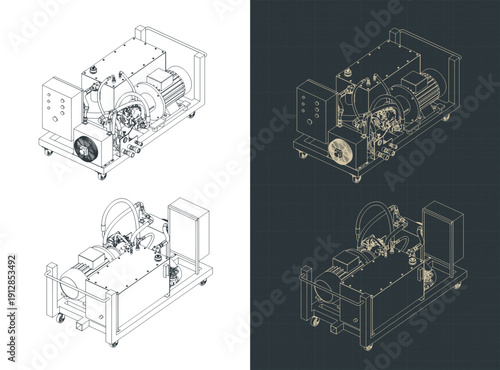 Hydraulic power unit isometric drawings