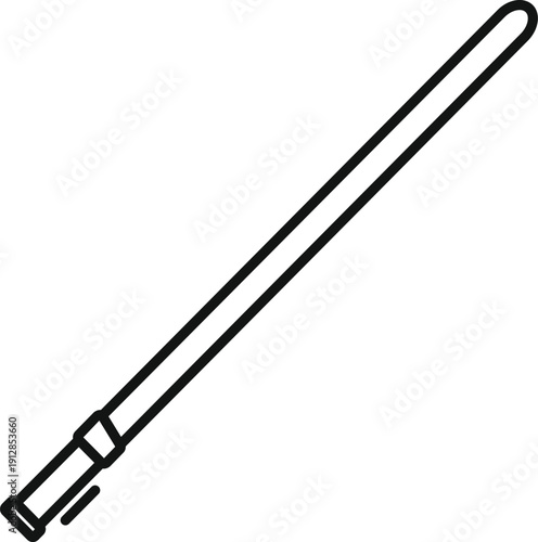 Futuristic glowing energy sword vector line art outlining a classic sci fi weapon