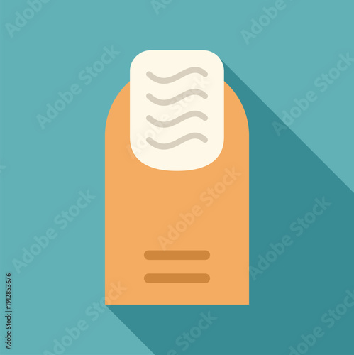 Finger nail receiving a manicure with cosmetic care in flat design style