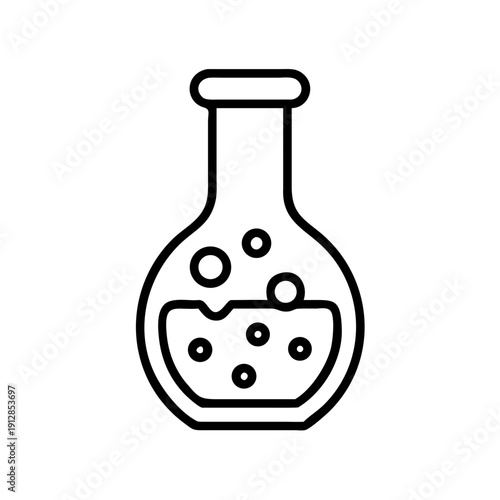 Laboratory flask with bubbles containing liquid  